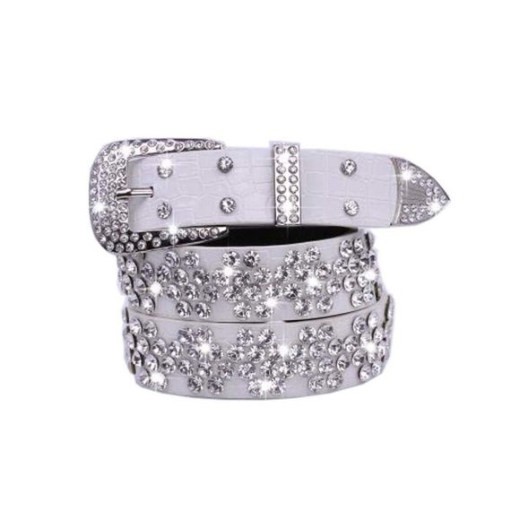 Handmade Rhinestone Studded Big Buckle Belt Accessory For Jeans Shorts, #06 - Picture 1 of 2